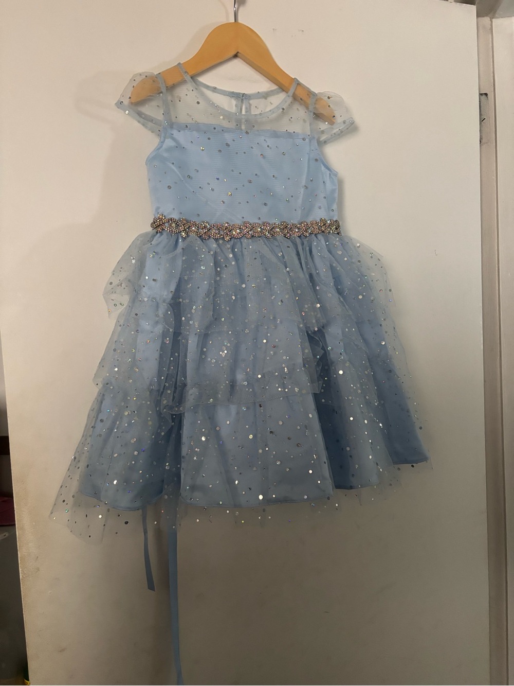 Rare Editions Light Blue Sparkle Tulle Dress